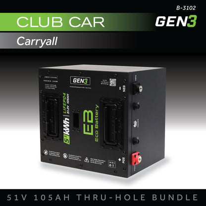 51V 105AH Eco Battery Thru-Hole Bundle / Club Car Carryall