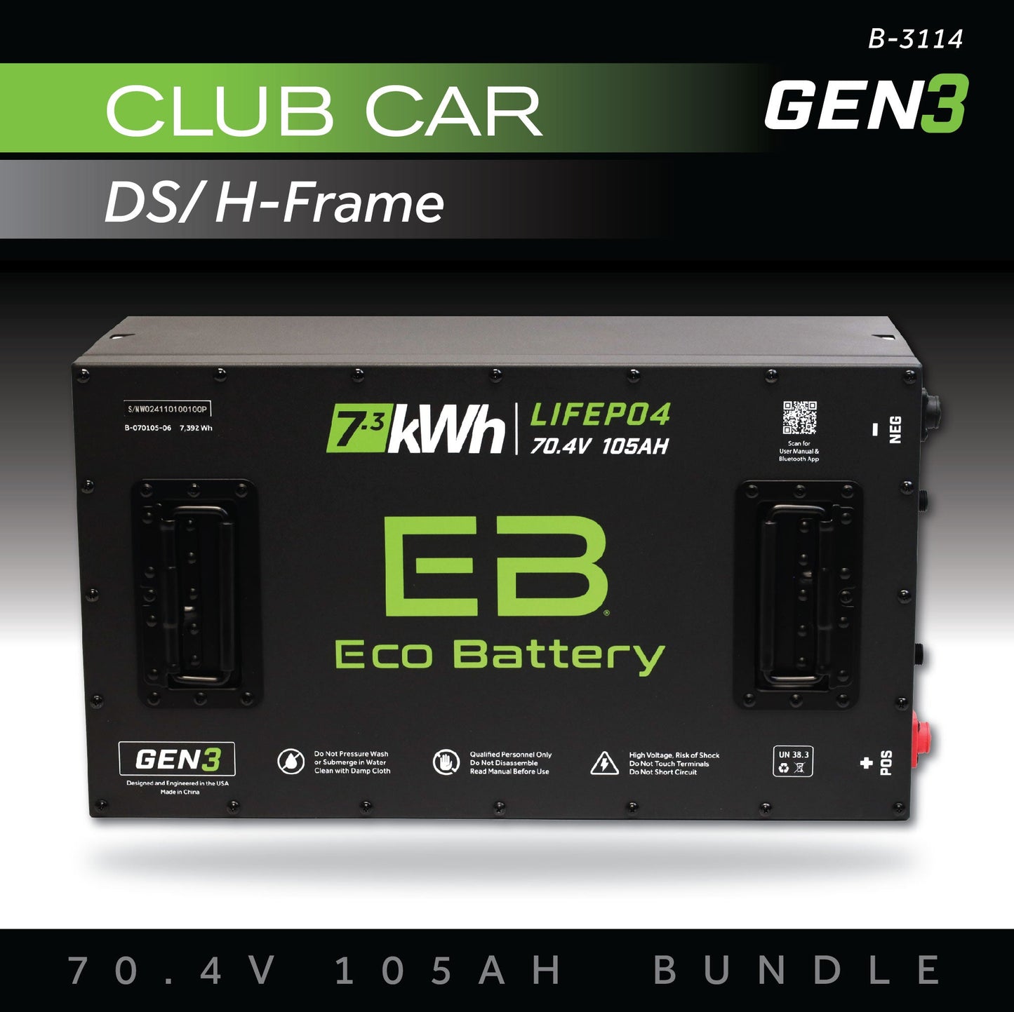 70V 105AH Eco Battery Bundle / Club Car DS / H-Frame