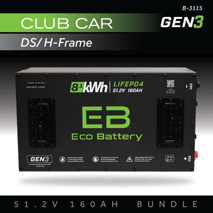 51V 160AH Eco Battery Bundle / Club Car DS / H-Frame