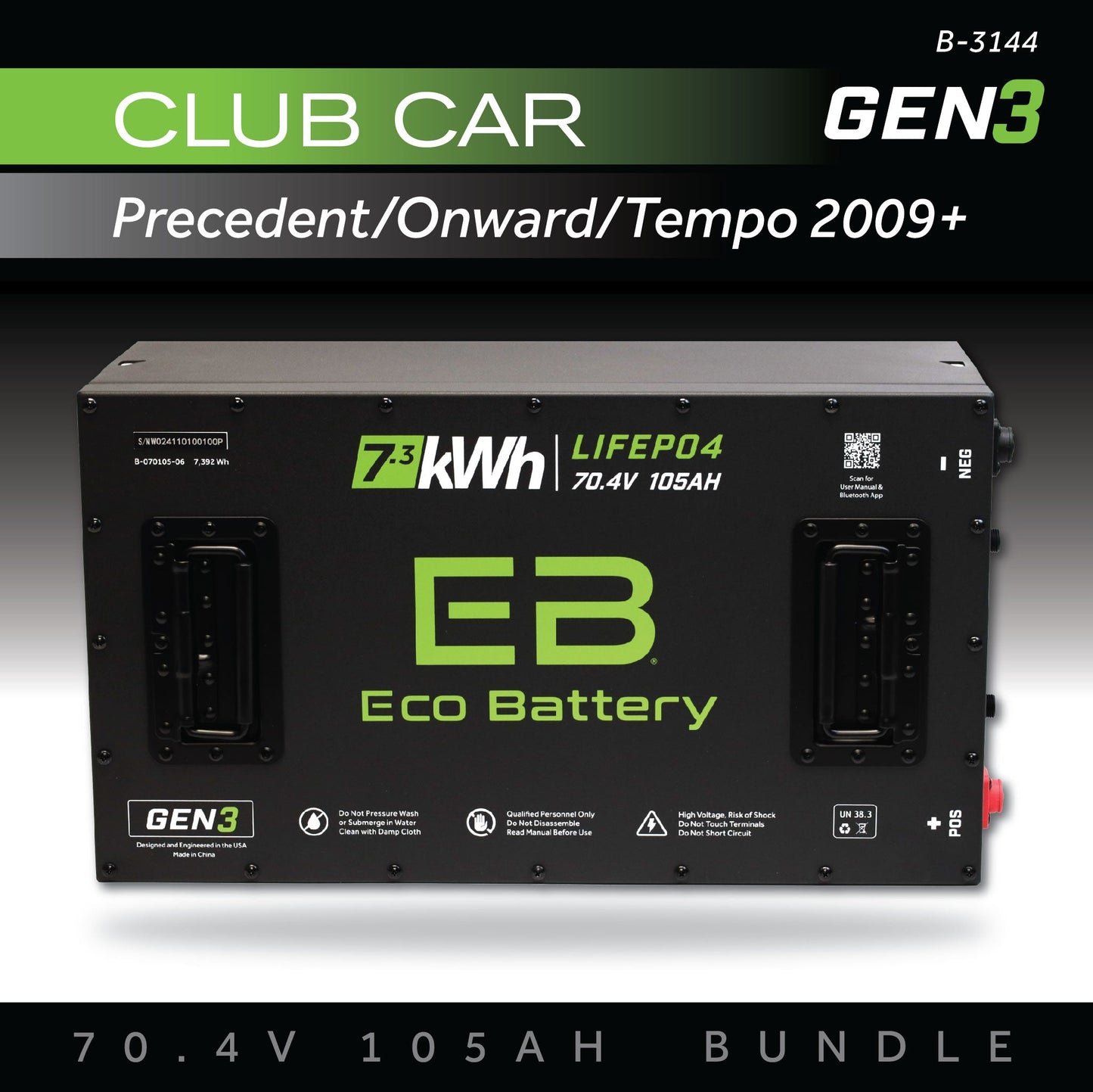 70V 105AH Eco Battery Bundle / Club Car Precedent/Onward/Tempo / 2009+