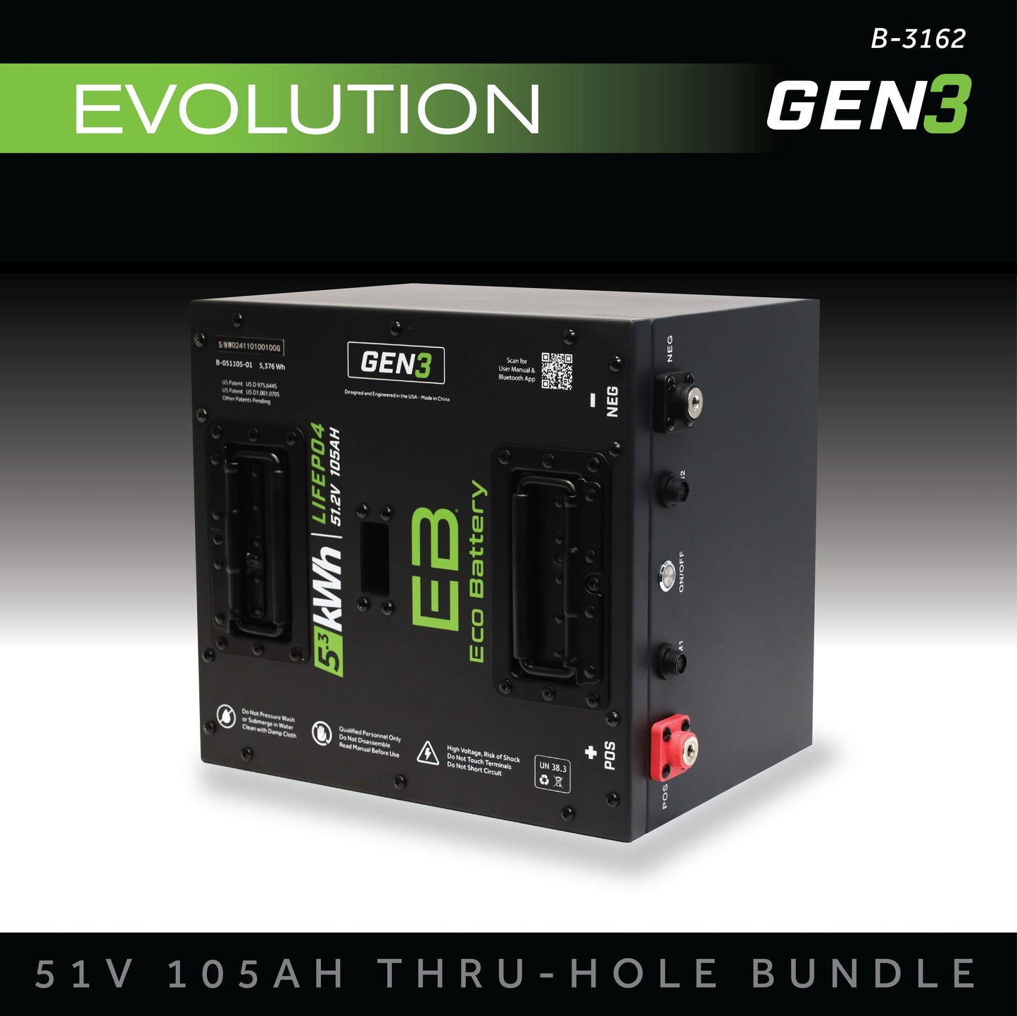 51V 105AH Thru-Hole Battery Bundle / Evolution (9-Pin Harness)