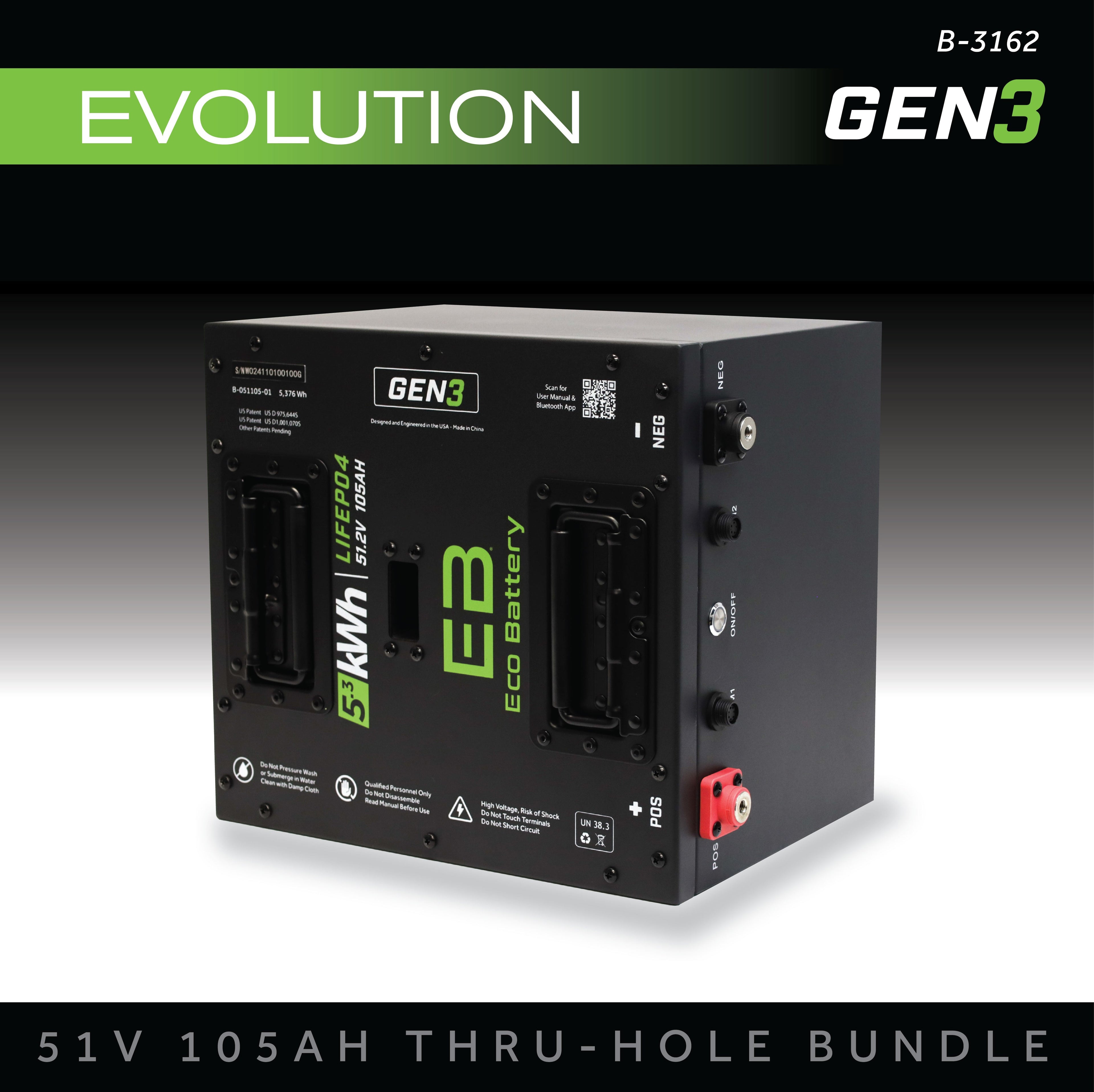 51V 105AH Thru-Hole Battery Bundle / Evolution (9-Pin Harness)