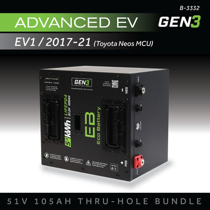 51V 105AH Eco Battery Thru-Hole Bundle / Advanced EV EV1 / 2017-21 (Toyota Neos MCU)