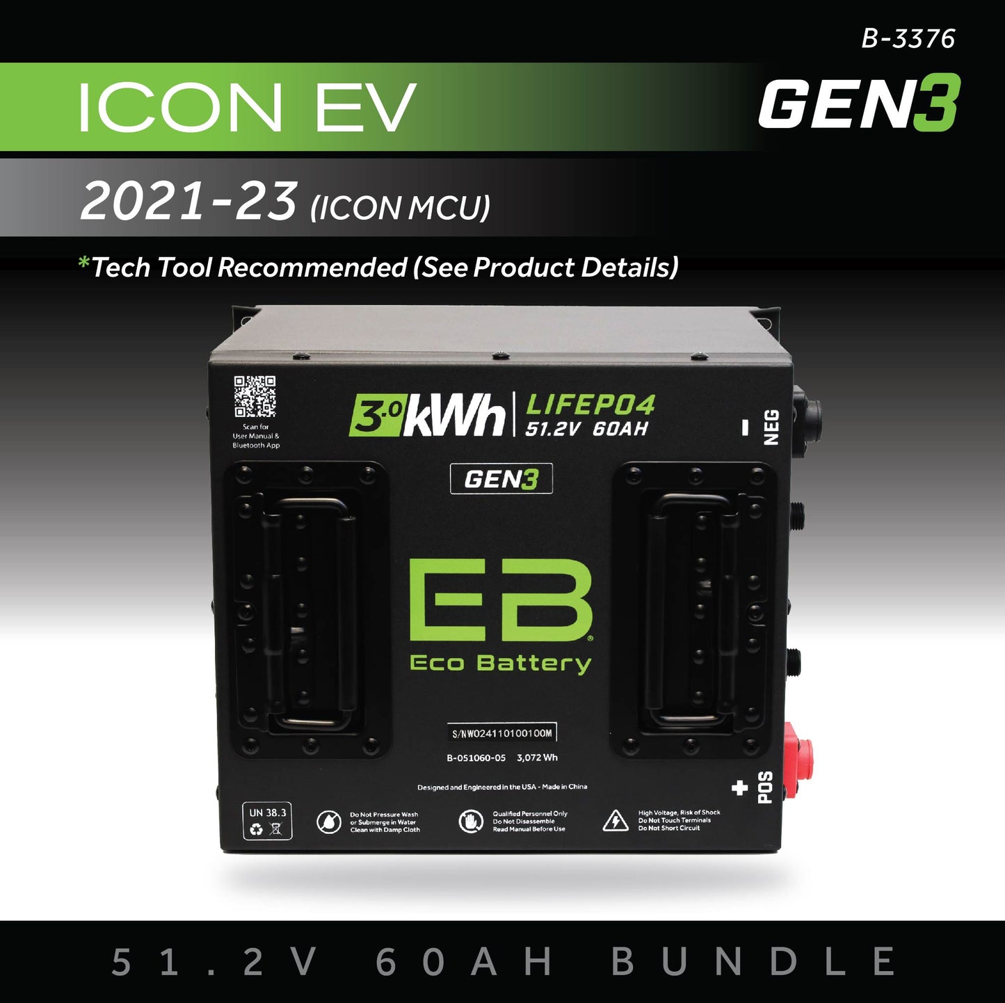51V 60AH Eco Battery Bundle / ICON EV / 2021-23 (ICON MCU)