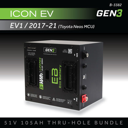 51V 105AH Eco Battery Thru-Hole Bundle / ICON EV / 2017-21 (Toyota Neos MCU)