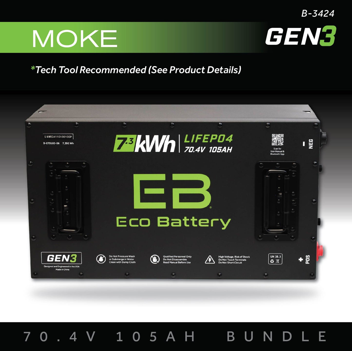 70V 105AH Eco Battery Bundle / Moke