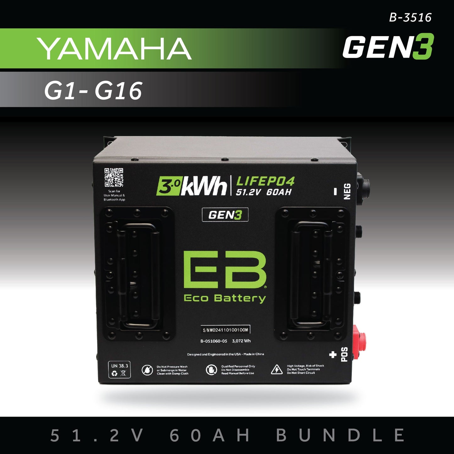 51V 60AH Eco Battery Bundle / Yamaha G1-G16