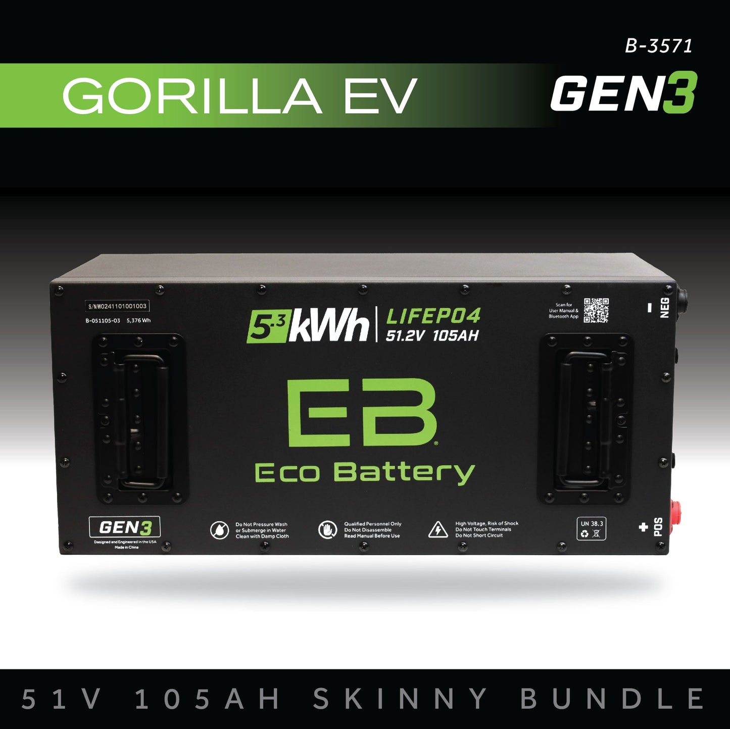 51V 105Ah Eco Battery Bundle Skinny / Gorilla