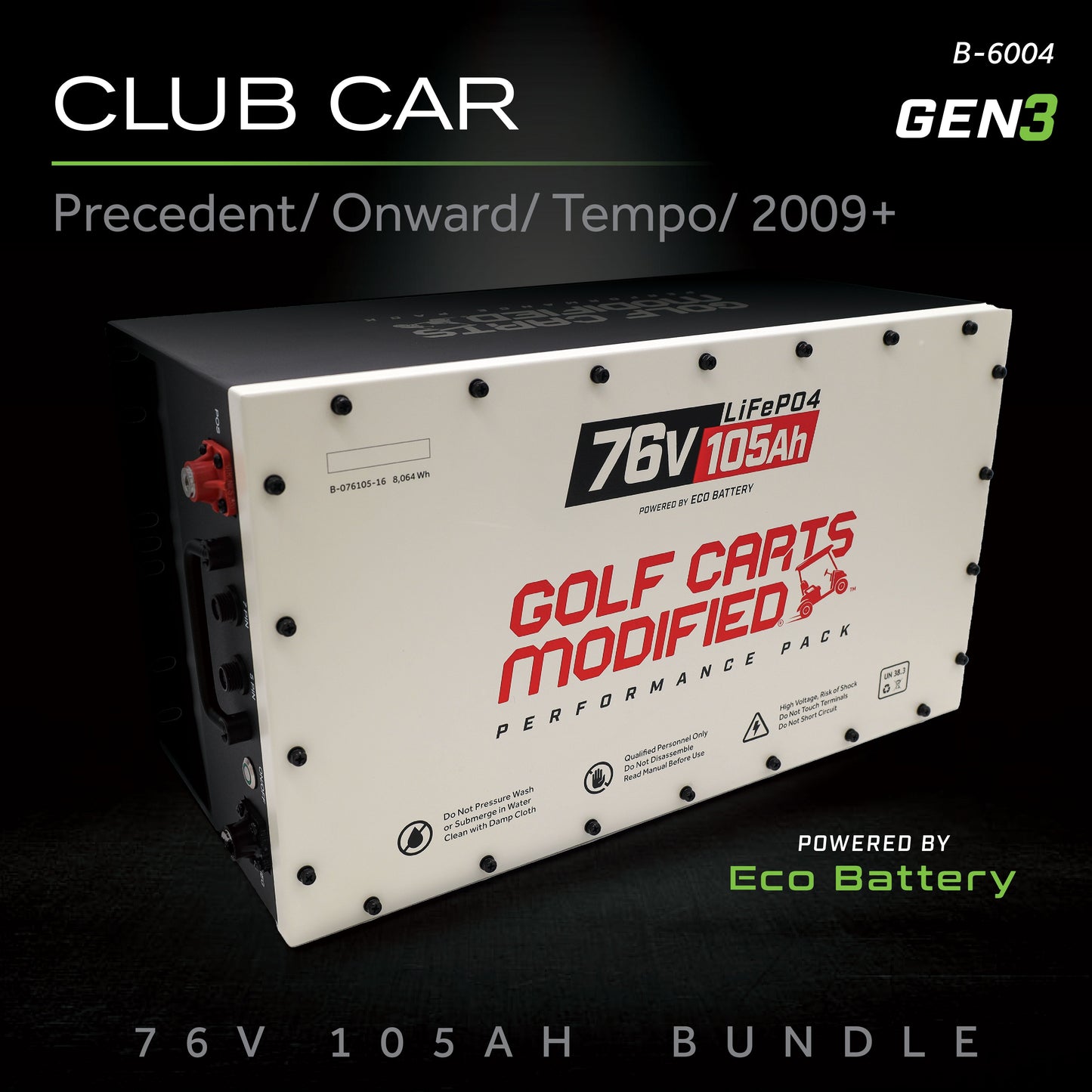 76V 105AH Battery Bundle / Club Car Precedent/Onward/Tempo / 2009+