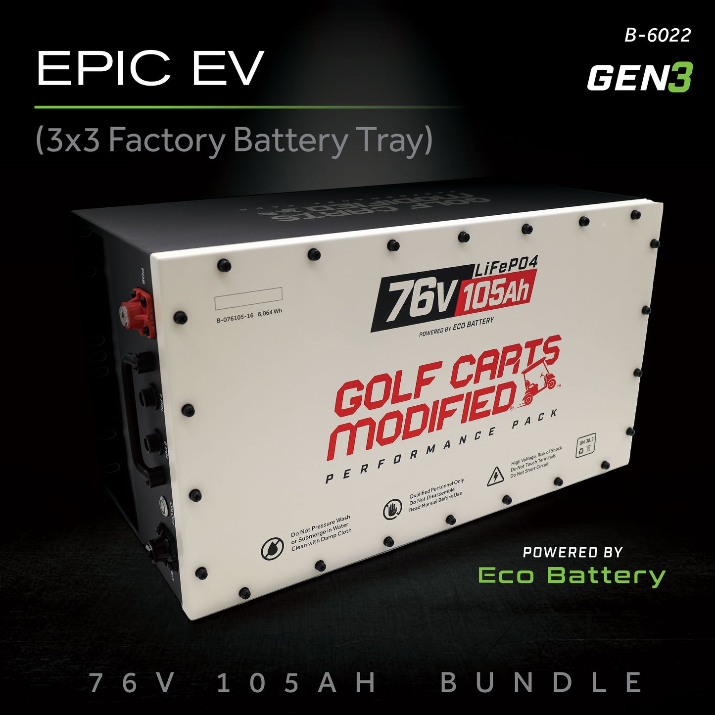 76V 105AH Battery Bundle / Epic EV (3x3 Factory Battery Tray)