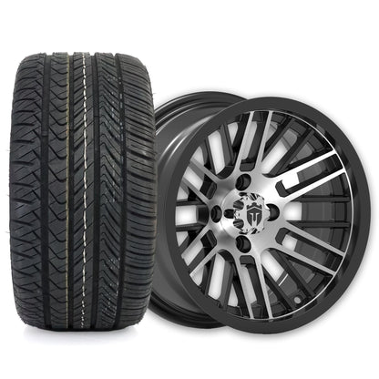 Empire Switch SWGB3 14x7 Gloss Black Machined Face with X Comp Golf H/T Tire