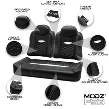 MODZ® FS3 FRONT SEAT FOR CLUB CAR & EZGO - BLACK BASE