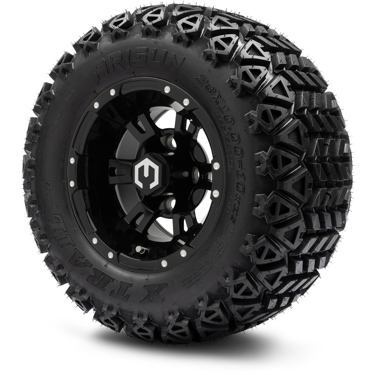 MODZ® 10" Ambush Glossy Black Wheels & Off-Road Tires Combo