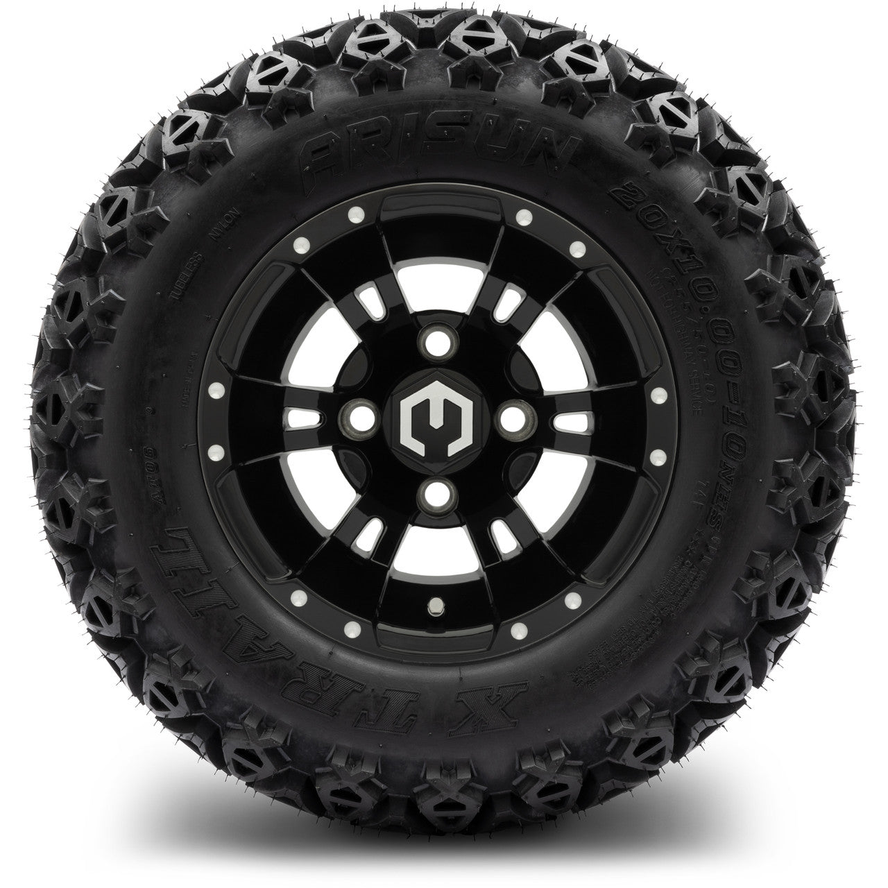 MODZ® 10" Ambush Glossy Black Wheels & Off-Road Tires Combo