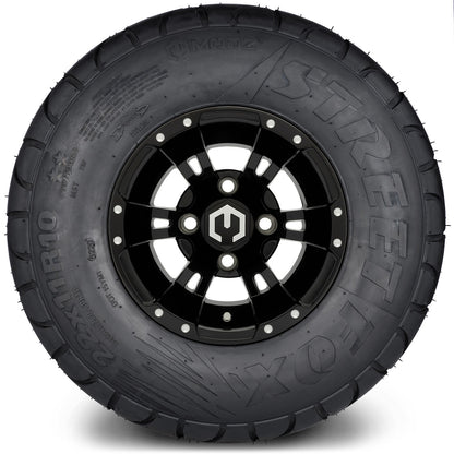 MODZ® 10" Ambush Glossy Black Wheels & Street Tires Combo