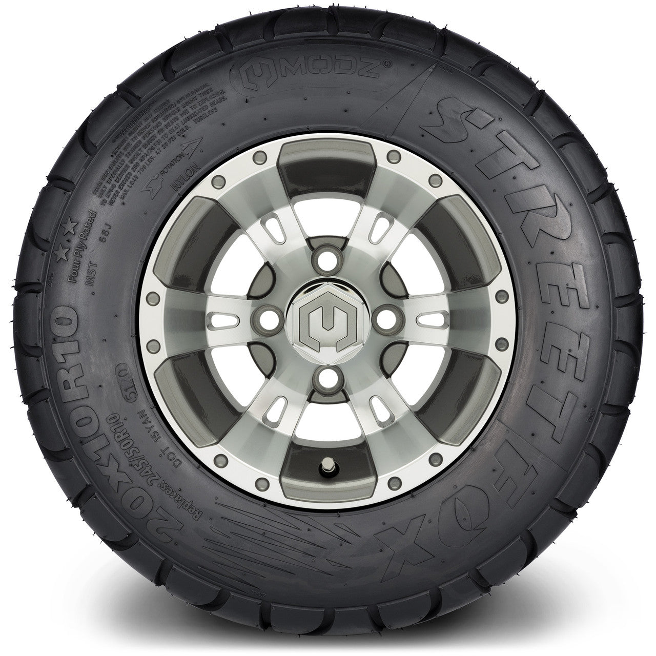 MODZ® 10" Ambush Gunmetal Wheels & Street Tires Combo