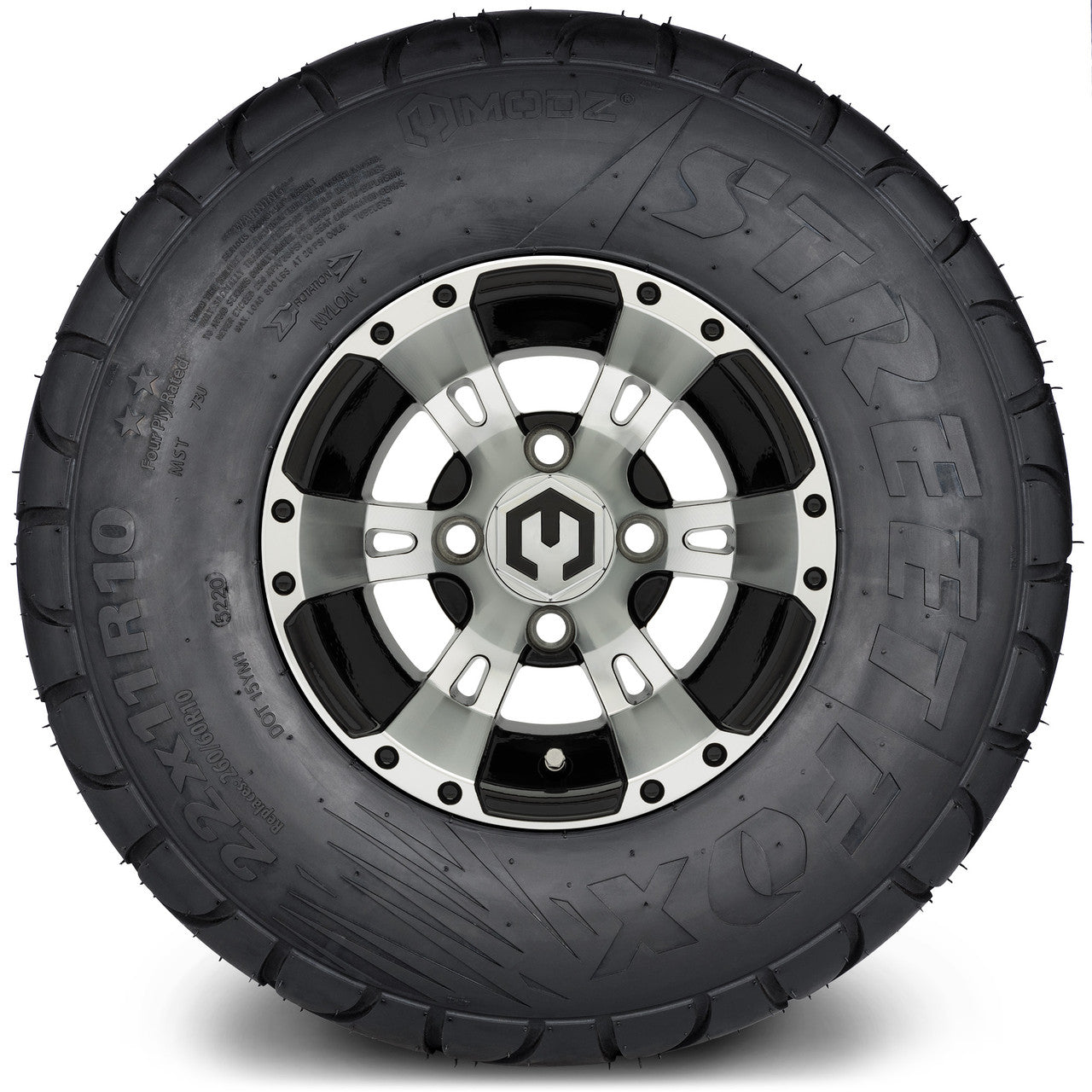 MODZ® 10" Ambush Machined Black Wheels & Street Tires Combo