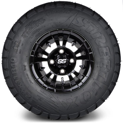 MODZ® 10" Vampire Glossy Black Wheels & Street Tires Combo