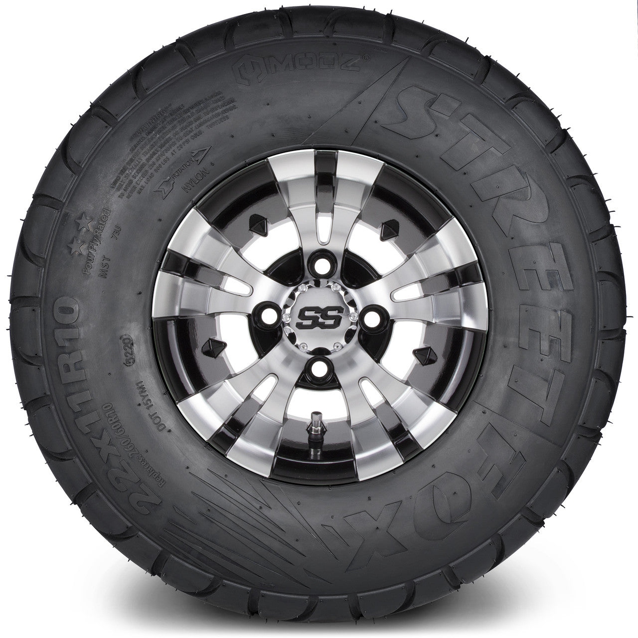 MODZ® 10" Vampire Machined Black Wheels & Street Tires Combo