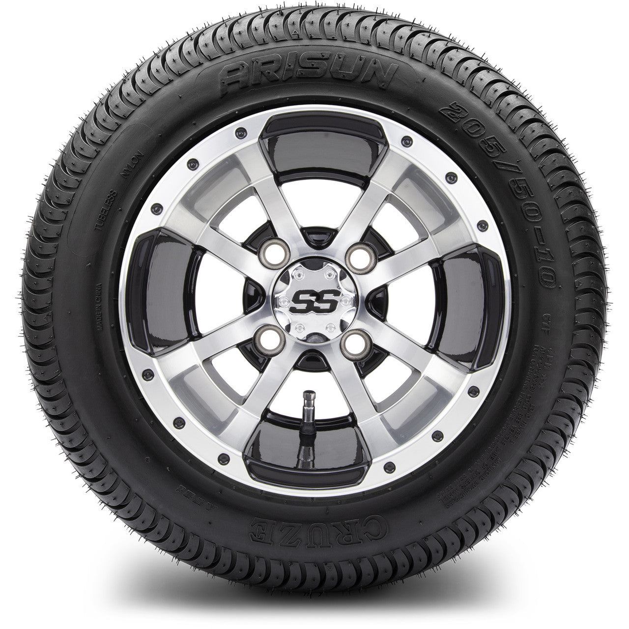 MODZ® 10" Storm Trooper Machined Black Wheels & Street Tires Combo