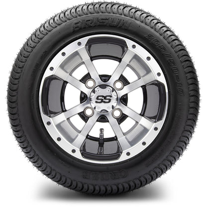 MODZ® 10" Storm Trooper Machined Black Wheels & Street Tires Combo