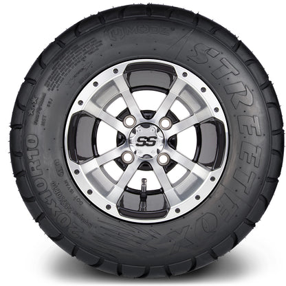 MODZ® 10" Storm Trooper Machined Black Wheels & Street Tires Combo