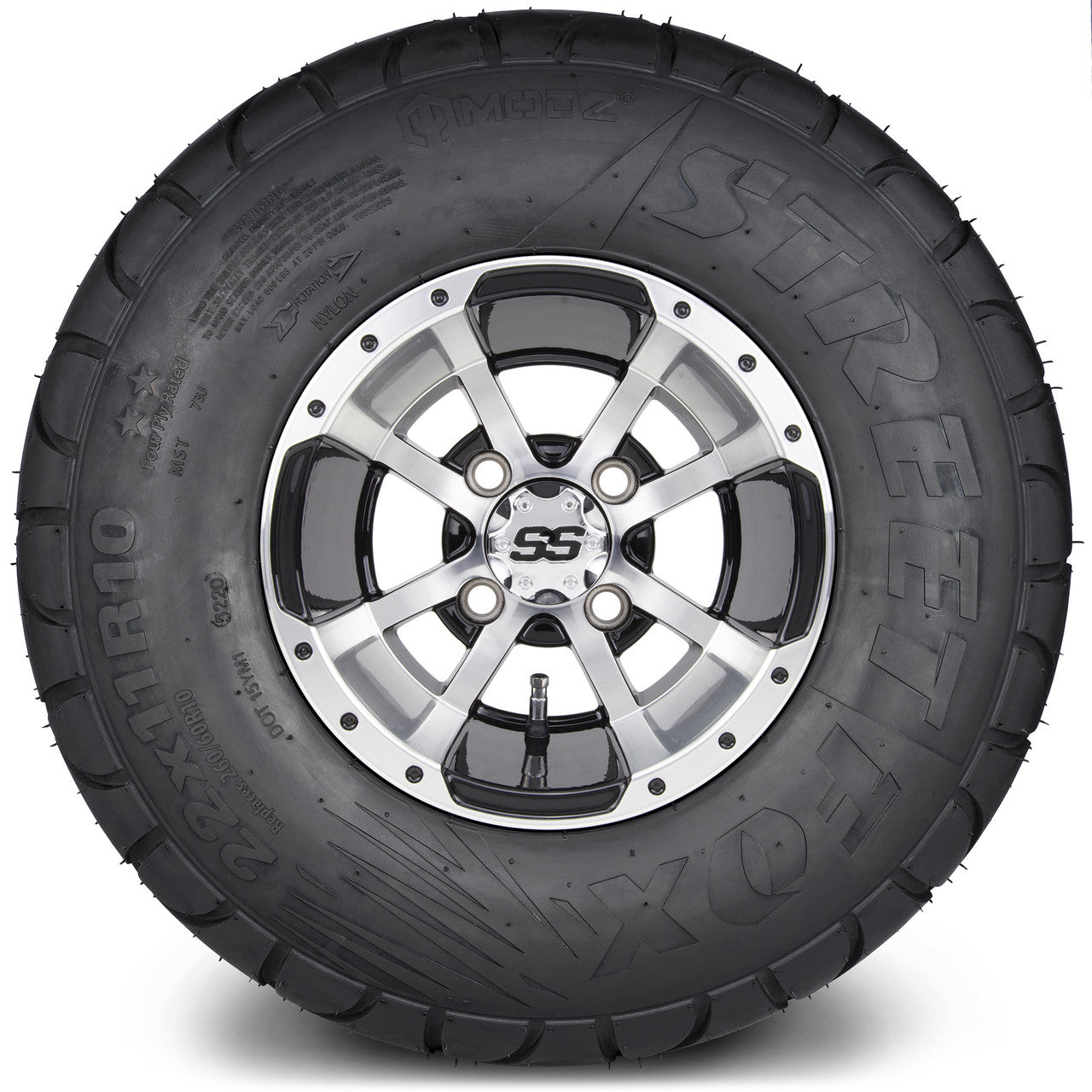 MODZ® 10" Storm Trooper Machined Black Wheels & Street Tires Combo