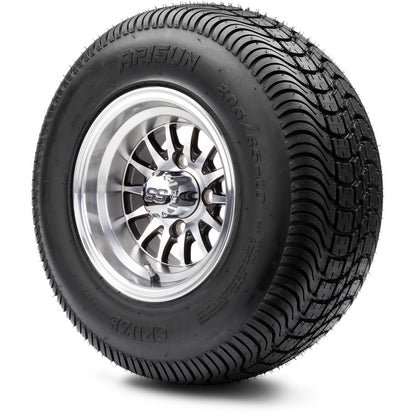 MODZ® 10" Medusa Machined Black Wheels & Street Tires Combo