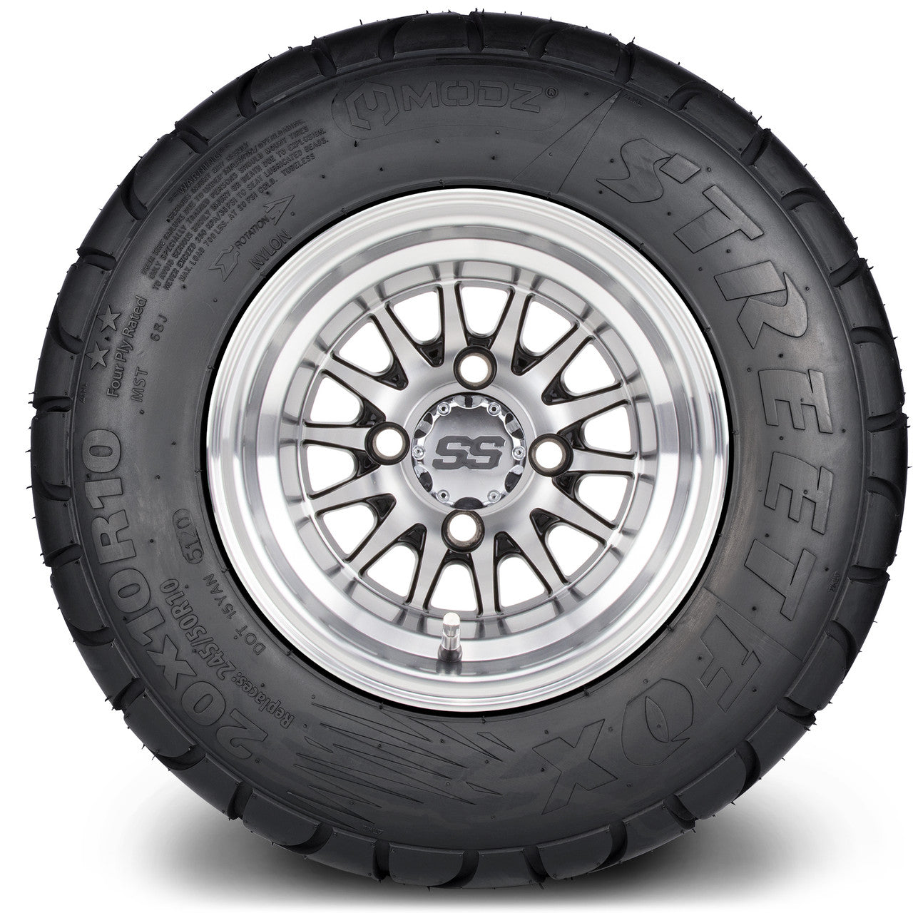 MODZ® 10" Medusa Machined Black Wheels & Street Tires Combo