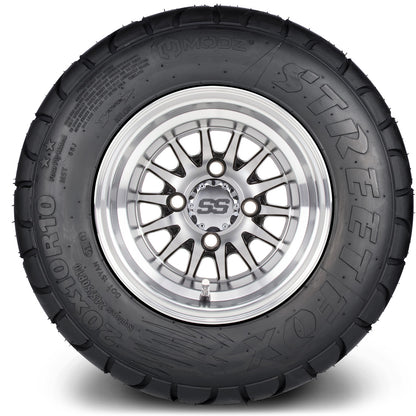 MODZ® 10" Medusa Machined Black Wheels & Street Tires Combo