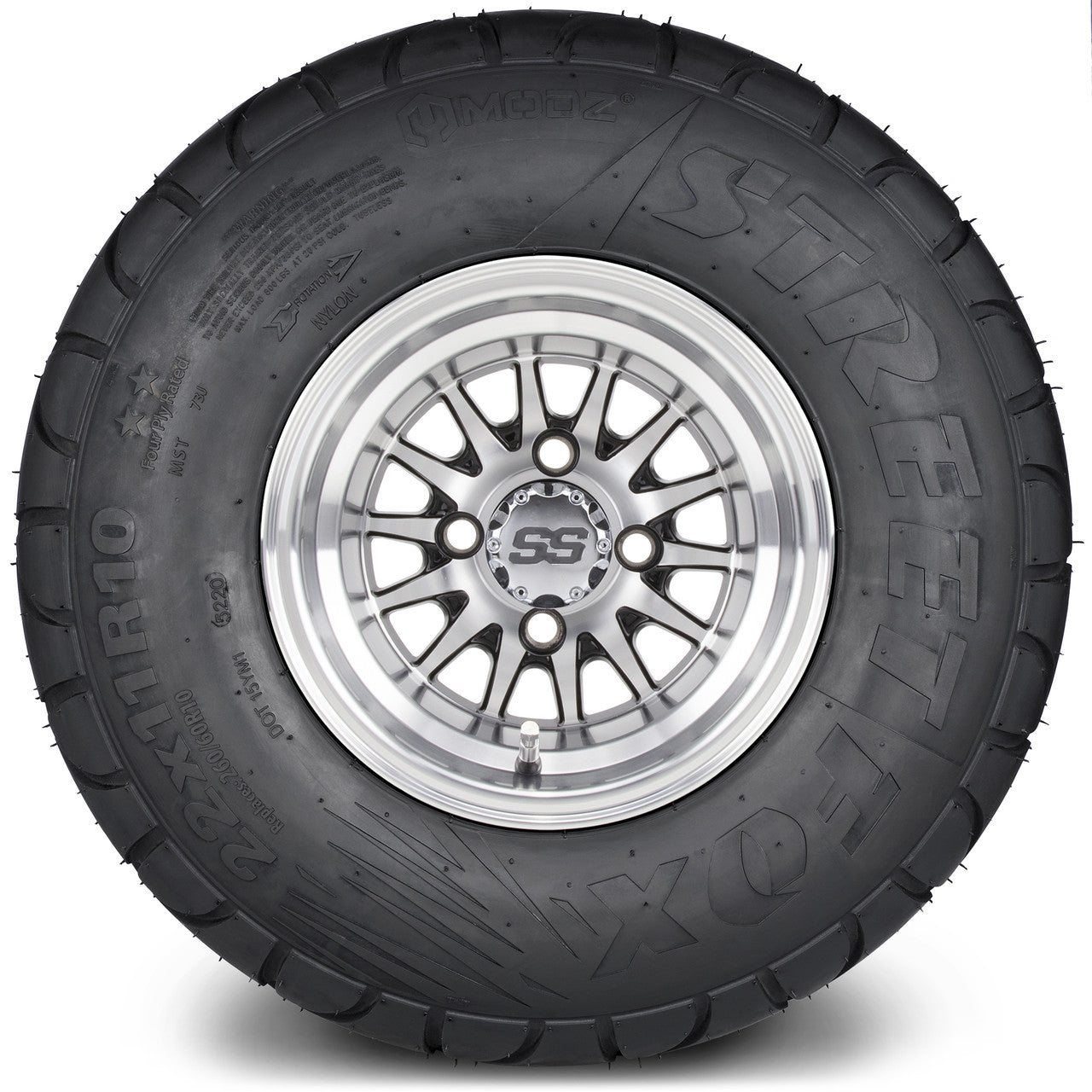 MODZ® 10" Medusa Machined Black Wheels & Street Tires Combo