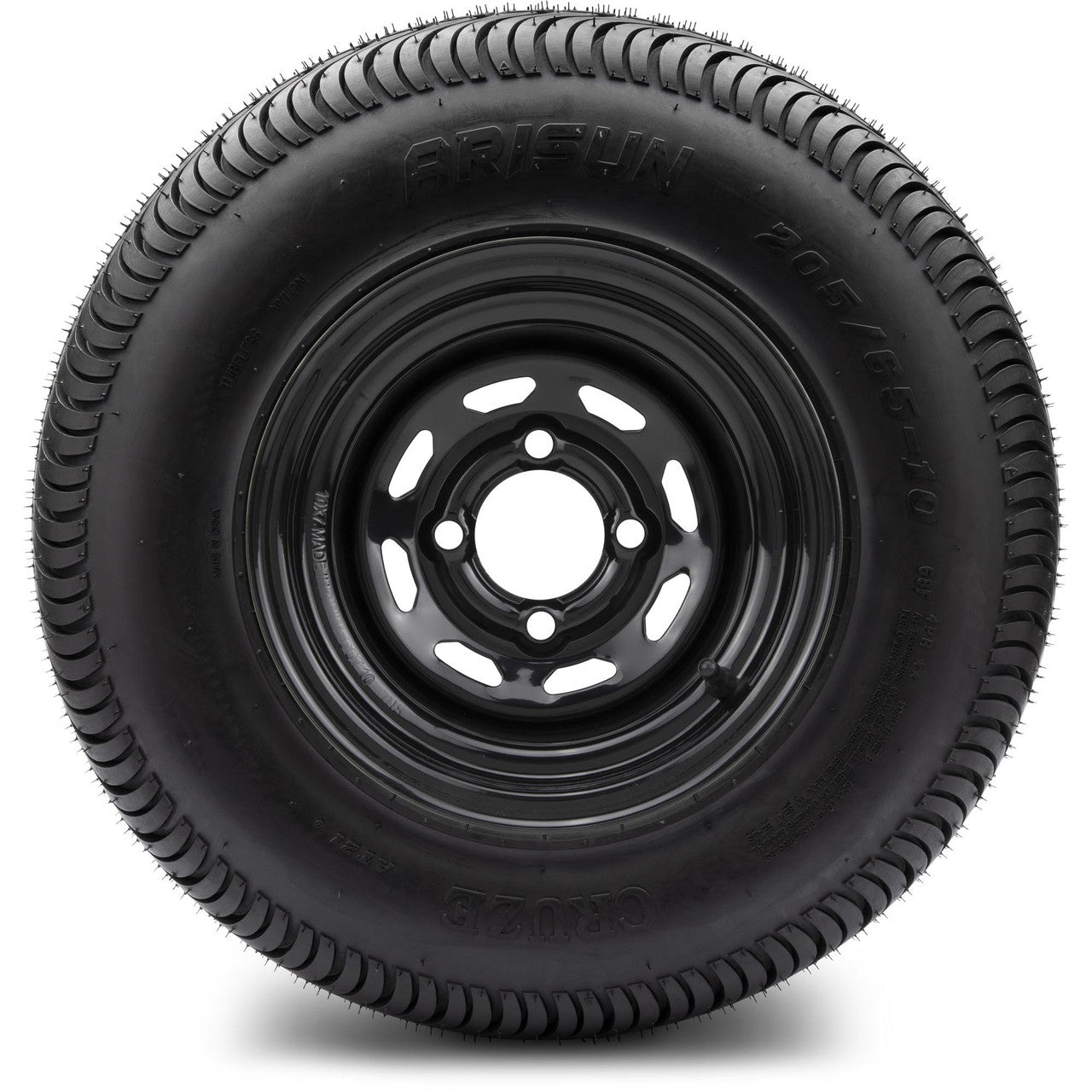 MODZ® 10" Steel D-Window Glossy Black Wheels & Street Tires Combo