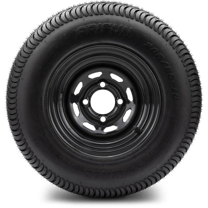 MODZ® 10" Steel D-Window Glossy Black Wheels & Street Tires Combo
