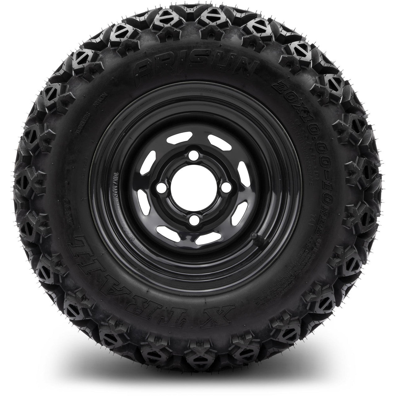 MODZ® 10" Steel D-Window Glossy Black Wheels & Off-Road Tires Combo