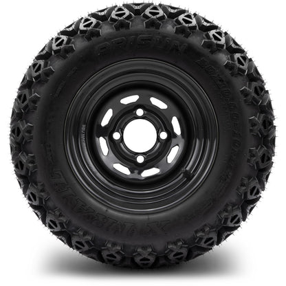 MODZ® 10" Steel D-Window Glossy Black Wheels & Off-Road Tires Combo