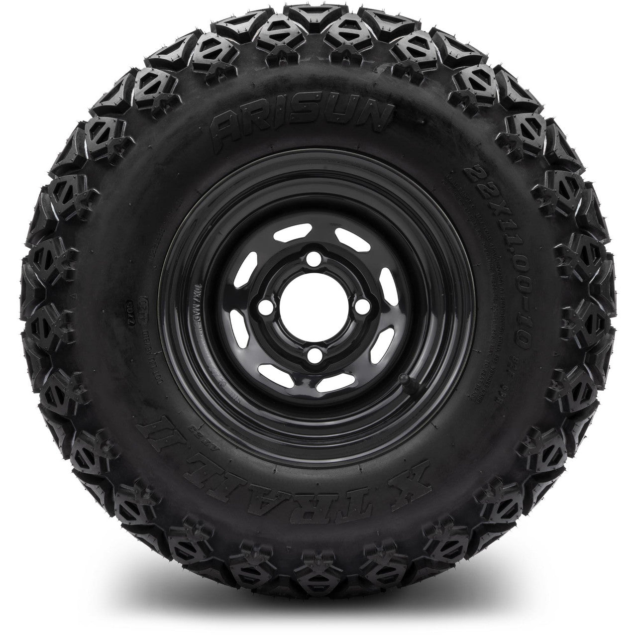 MODZ® 10" Steel D-Window Glossy Black Wheels & Off-Road Tires Combo