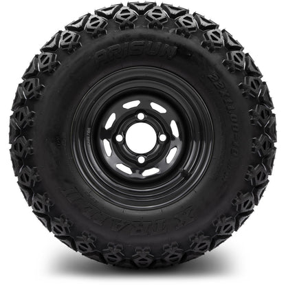 MODZ® 10" Steel D-Window Glossy Black Wheels & Off-Road Tires Combo