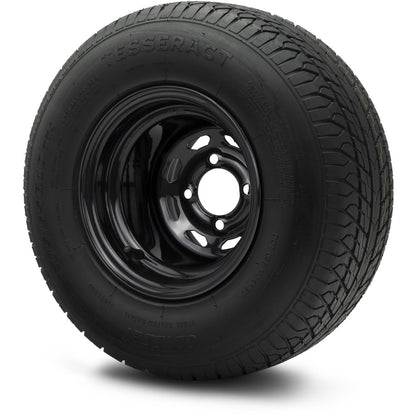 MODZ® 10" Steel D-Window Glossy Black Wheels & Street Tires Combo
