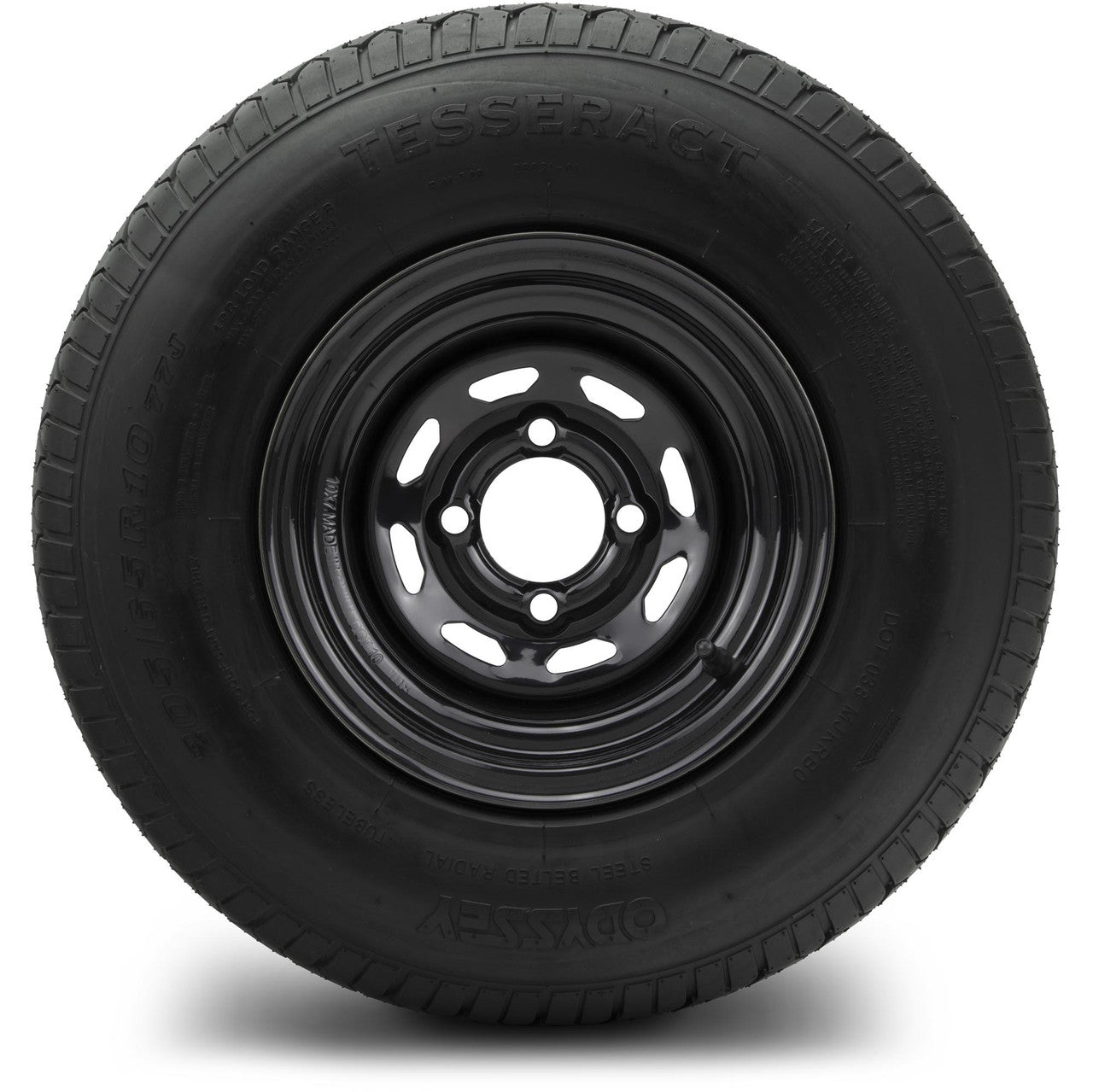 MODZ® 10" Steel D-Window Glossy Black Wheels & Street Tires Combo