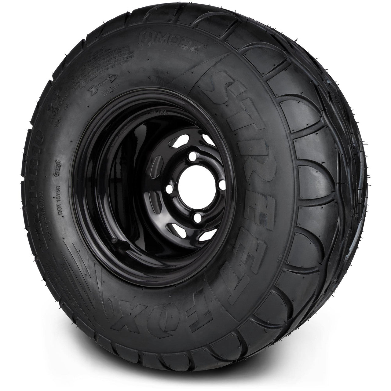 MODZ® 10" Steel D-Window Glossy Black Wheels & Street Tires Combo