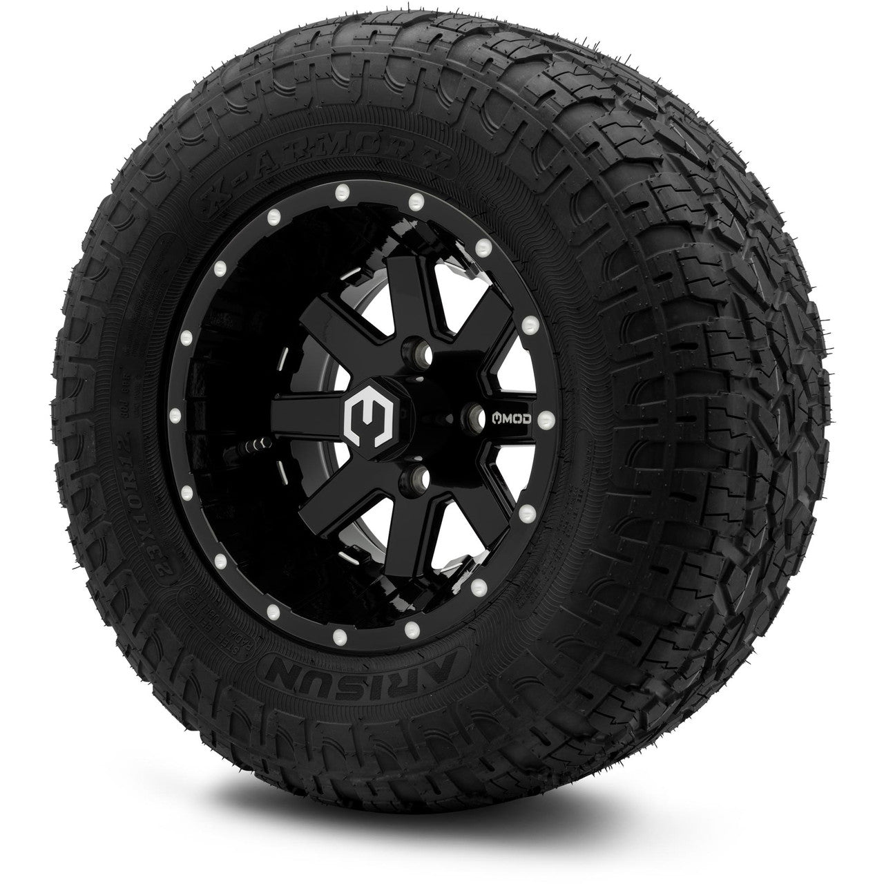 MODZ® 12" Assault Glossy Black with Ball Mill Wheels & Off-Road Tires Combo