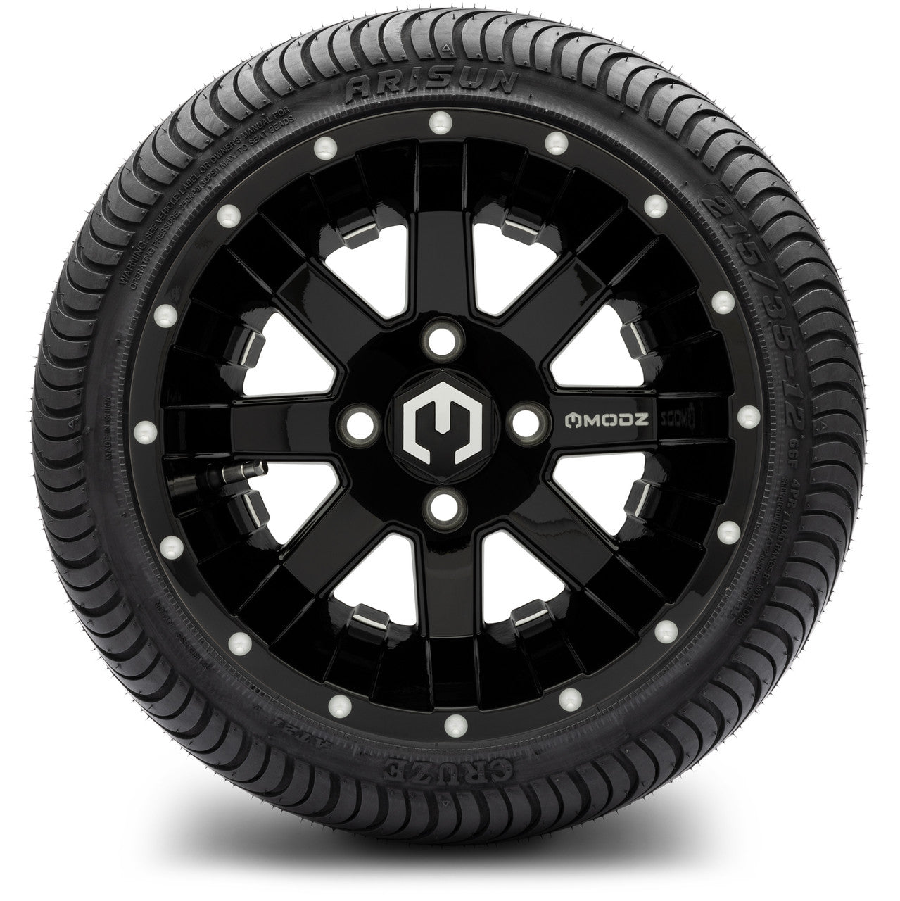 MODZ® 12" Assault Glossy Black with Ball Mill Wheels & Street Tires Combo