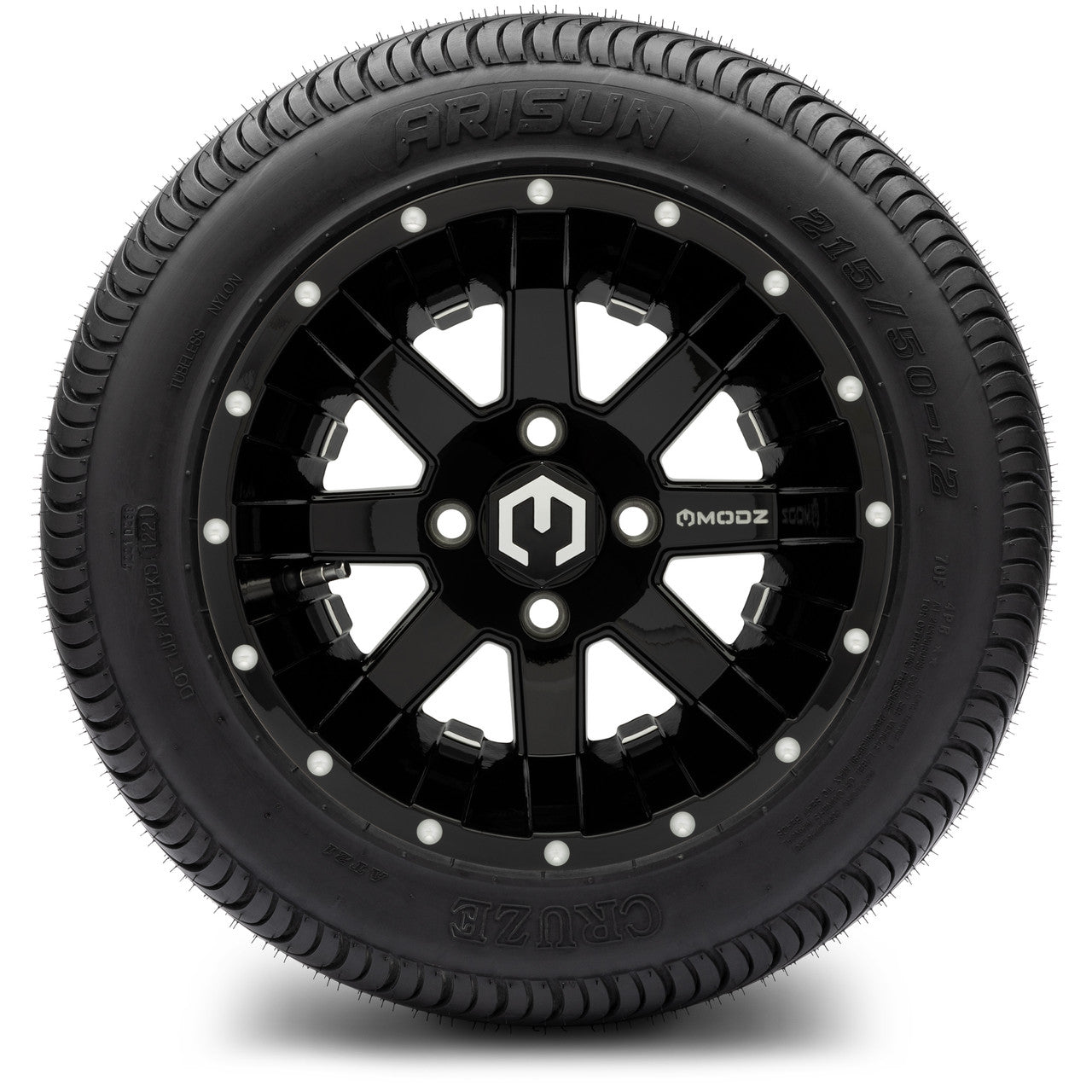 MODZ® 12" Assault Glossy Black with Ball Mill Wheels & Street Tires Combo