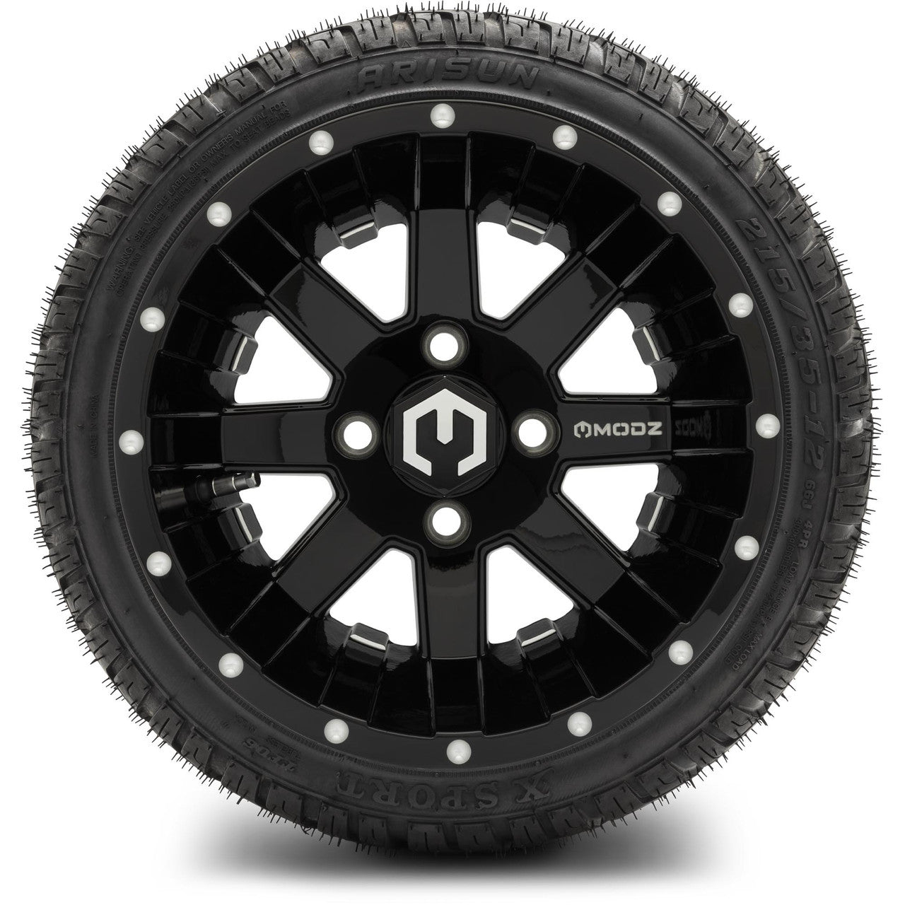 MODZ® 12" Assault Glossy Black with Ball Mill Wheels & Street Tires Combo