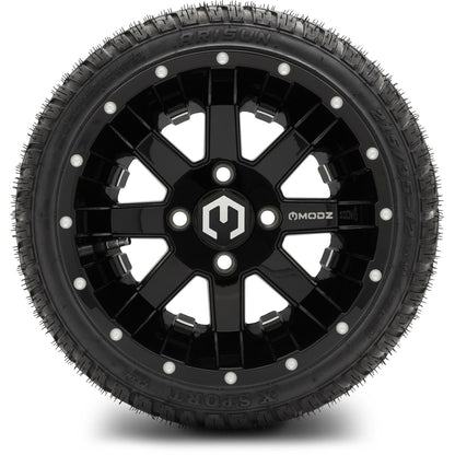 MODZ® 12" Assault Glossy Black with Ball Mill Wheels & Street Tires Combo