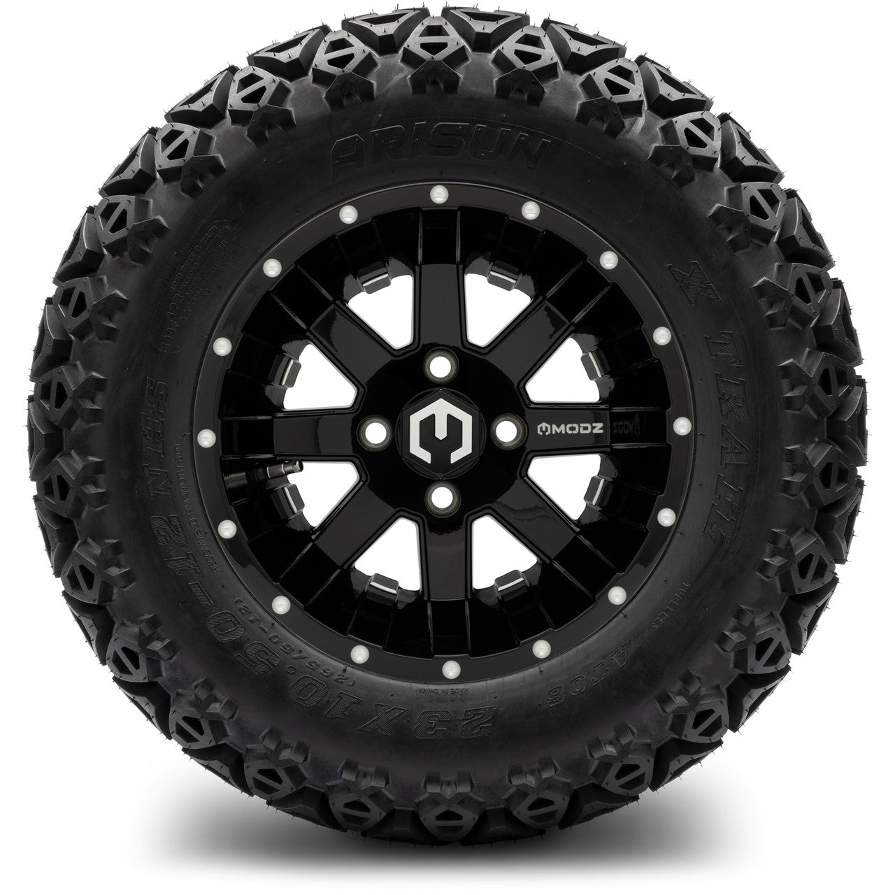 MODZ® 12" Assault Glossy Black with Ball Mill Wheels & Off-Road Tires Combo