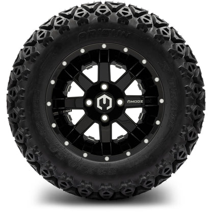 MODZ® 12" Assault Glossy Black with Ball Mill Wheels & Off-Road Tires Combo