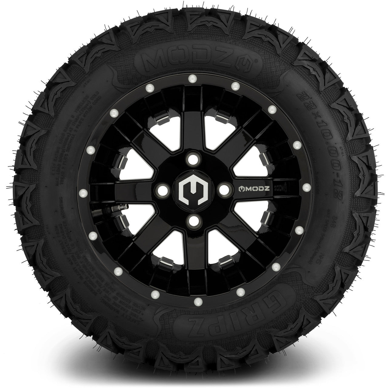 MODZ® 12" Assault Glossy Black with Ball Mill Wheels & Off-Road Tires Combo