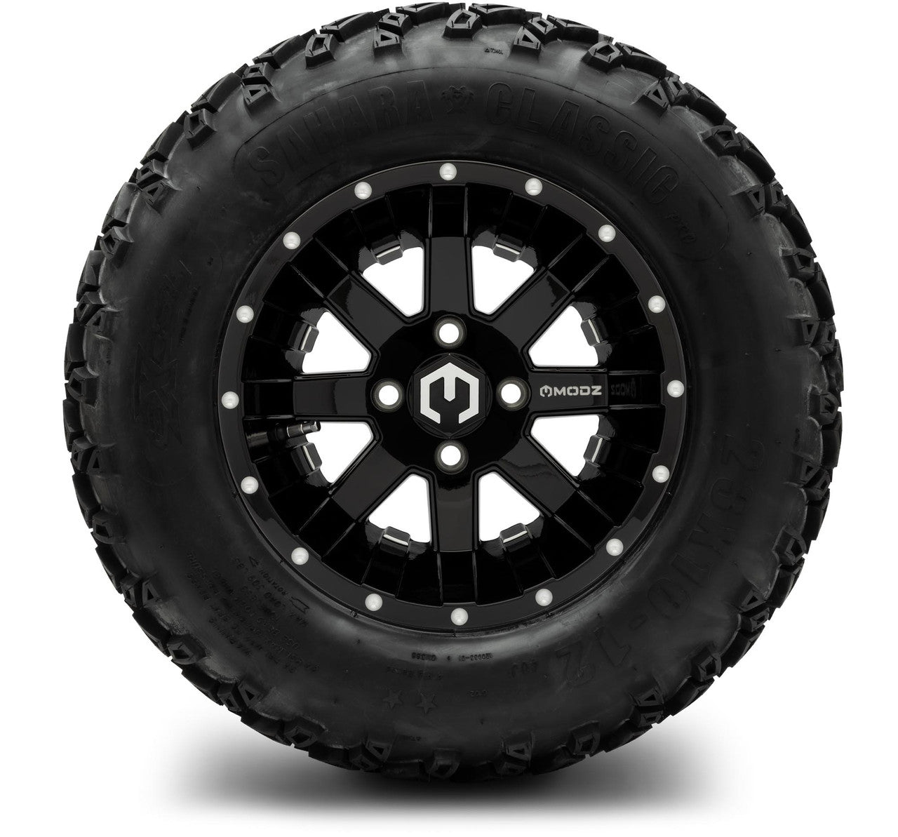 MODZ® 12" Assault Glossy Black with Ball Mill Wheels & Off-Road Tires Combo