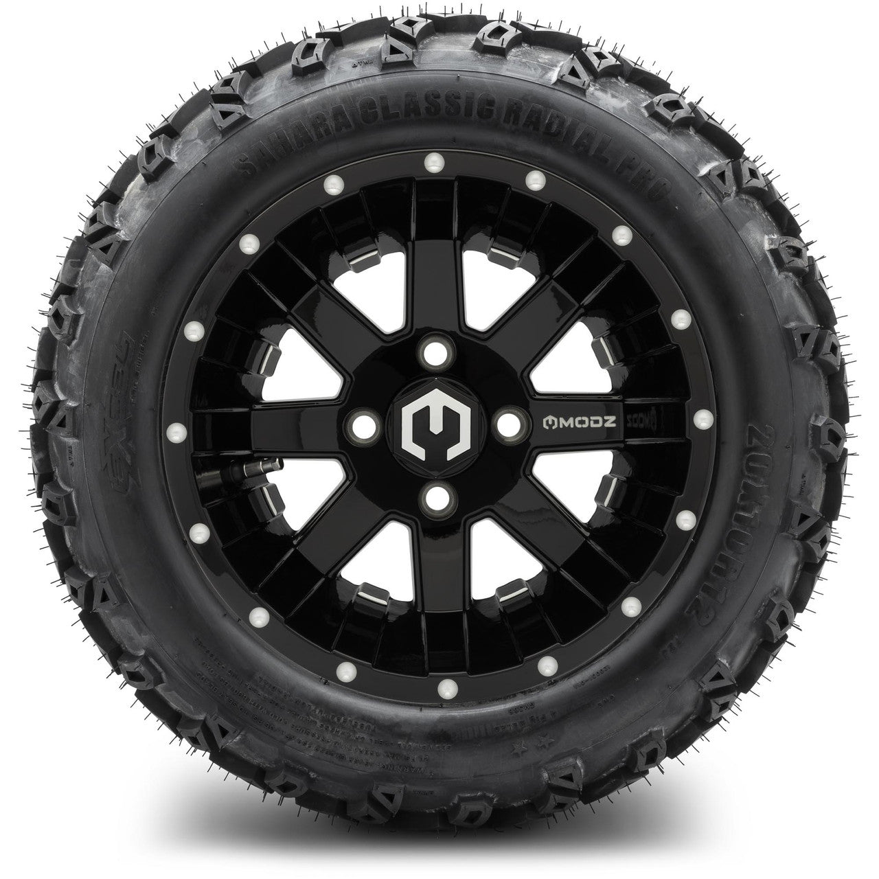MODZ® 12" Assault Glossy Black with Ball Mill Wheels & Off-Road Tires Combo